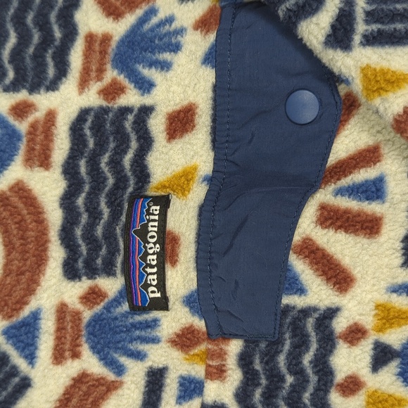 Patagonia Lightweight Synchilla Snap-T Pullover Protected Peaks Oatmeal Mens Lrg - Picture 4 of 8